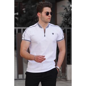 Madmext White Polo Collar Men's T-Shirt 9281