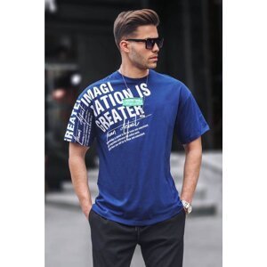 Madmext Navy Blue Printed Men's T-Shirt 6073