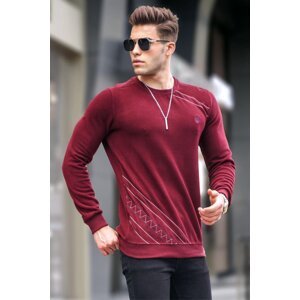 Madmext Claret Red Basic Crew Neck Knitwear Sweater 5965