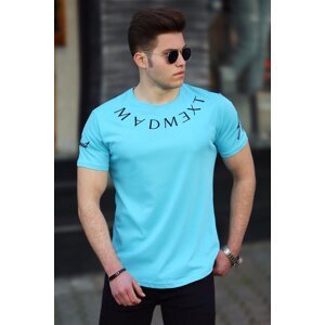 Madmext Turquoise Embroidery Men's T-Shirt 4512
