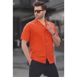 Madmext Orange Basic Short Sleeve Men's Shirt 5598