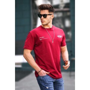 Madmext Men's Printed Claret Red T-Shirt 5805