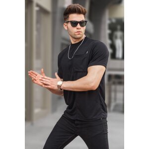 Madmext Black Basic T-Shirt with Pockets 5880