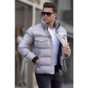Madmext Stone Standing Collar Pocket Detailed Inflatable Coat 5741
