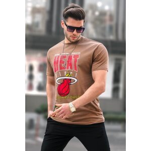 Madmext Light Brown Printed Men's Regular Fit T-Shirt 5812