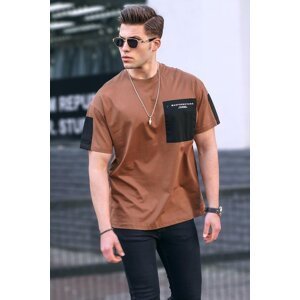 Madmext Brown Basic Men's T-Shirt with Pocket Detail