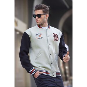 Madmext Mint Green Men's College Jacket With Embroidery On The Front 6036