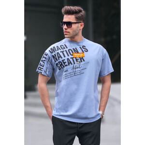 Madmext Blue Printed Men's T-Shirt 6073