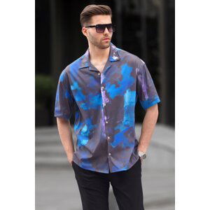 Madmext Black Short Sleeve Patterned Men's Shirt 6700