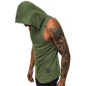 Madmext Khaki Green Singlet with a hoodie 2893