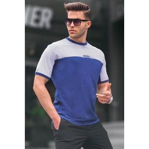 Madmext Navy Blue Houndstooth Patterned Men's T-Shirt 6103