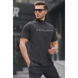 Madmext Black Zipper Collar Men's T-Shirt 5858