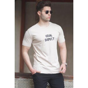 Madmext Beige Men's Printed T-Shirt 5275