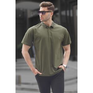 Madmext Khaki Green Polo Collar Basic Men's T-Shirt 6126