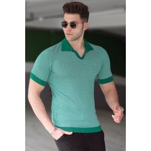 Madmext Green Polo Neck Men's T-Shirt 5077
