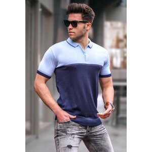 Madmext Navy Blue Zippered Polo Neck Sweater Men's T-Shirt 5731
