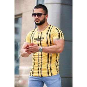 Madmext Printed Stripes Detailed Yellow T-Shirt