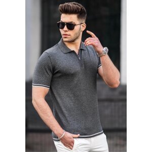 Madmext Anthracite Polo Collar Men's T-Shirt 5090