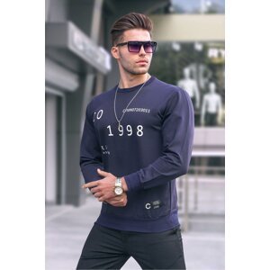 Madmext Navy Blue Printed Men's Sweatshirt 2199