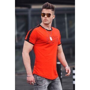 Madmext Red Men's T-Shirt with Embroidery 4564