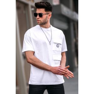 Madmext White Oversized Men's T-Shirt with Pocket Details 5835