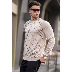 Madmext Beige Patterned Crewneck Knitwear Sweater 5963