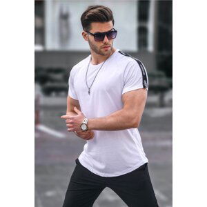 Madmext White Sleeve Detailed Men's Regular Fit T-Shirt 4633