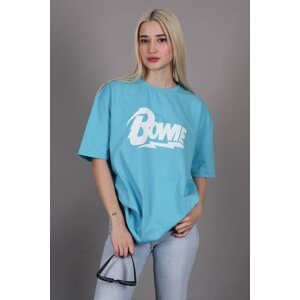 Madmext Turquoise Printed Oversized Fit T-Shirt