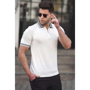 Madmext White Basic Polo Neck Men's T-Shirt 5099
