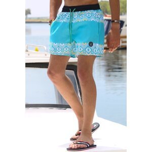 Madmext Green Patterned Swim Shorts with Pocket 5788