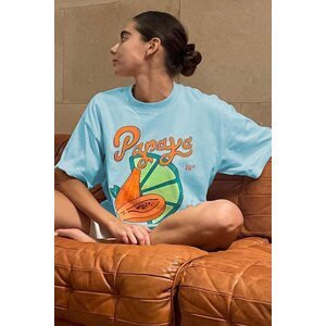 Madmext Blue Printed Oversized T-Shirt
