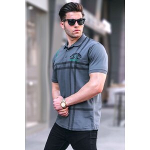Madmext Smoked Patterned Polo Neck Men's T-Shirt 5872
