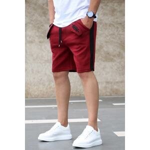 Madmext Burgundy Capri Shorts with Side Stripes 2919