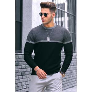 Madmext Black Color Block Men's Sweater 4734