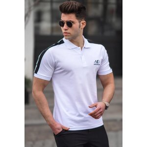 Madmext Men's White Polo Neck T-Shirt 5215