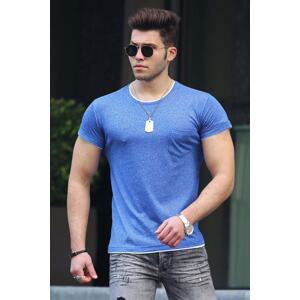 Madmext Pocket Detailed Basic Sax T-Shirt 4446