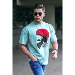 Madmext Men's Patterned Teak Green T-Shirt 5361