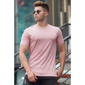 Madmext Basic V-Neck Powder T-Shirt 5281