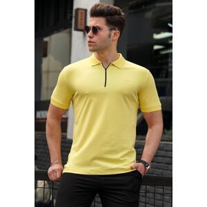 Madmext Yellow Polo Neck Men's Knitwear T-Shirt 5248