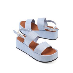 Capone Outfitters Denim Jeans Wedge Heeled Women's Sandals