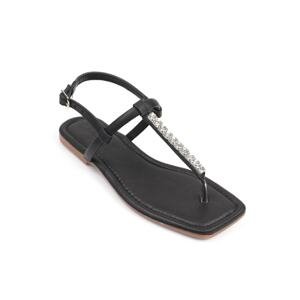 Capone Outfitters Capone Binoculars Women's Ankle Strap Flat Heel Sandals with Stones.