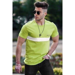 Madmext Men's Green T-Shirt with Stripes 4578