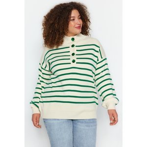 Trendyol Curve zelený pruhovaný pletený svetr