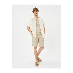 Koton Shorts with Cargo Pocket, Lace-Up Waist Stitching Detail.