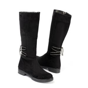 Capone Outfitters Women's Back Ankle Crystal Lace Up Knee High Boots