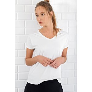 Trend Alaçatı Stili Women's White Basic V-Neck T-Shirt