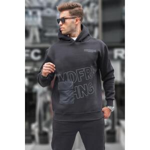 Madmext Black Printed Hoodie Sweatshirt 6148