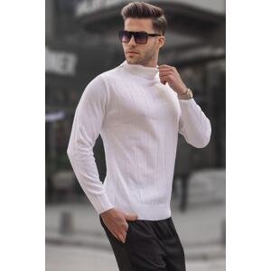 Madmext Ecru Slim Fit Half Turtleneck Striped Anti-Pilling Men's Knitwear Sweater 6344