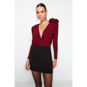 Trendyol Claret Red Double Breasted Collar Accessorized Body