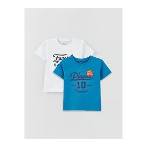 LC Waikiki Lcw Baby Crew Neck Short Sleeved Printed Baby Boy T-Shirt 2-Pack